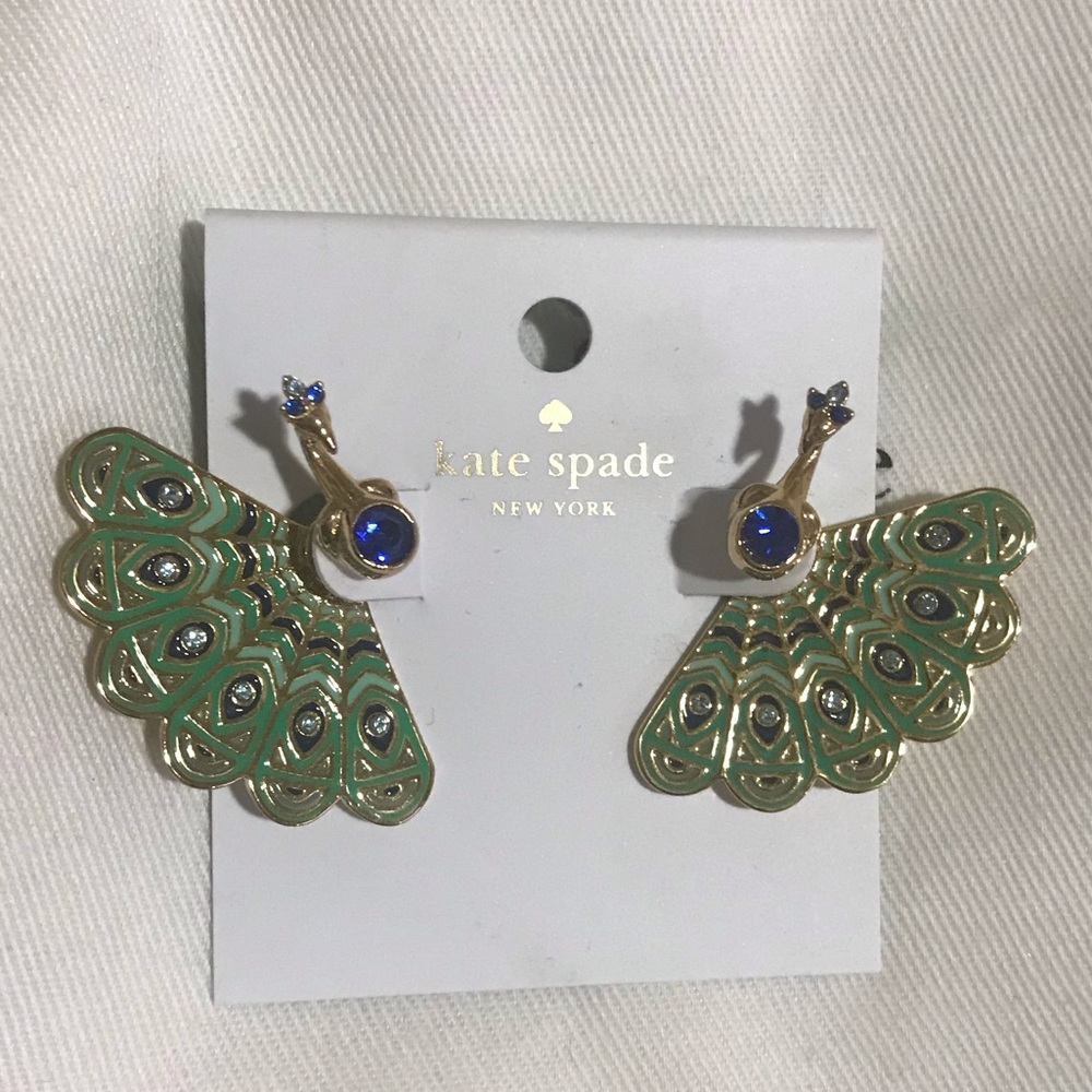 NEW WITH TAGS PEACOCK EARRINGS KATE SPADE